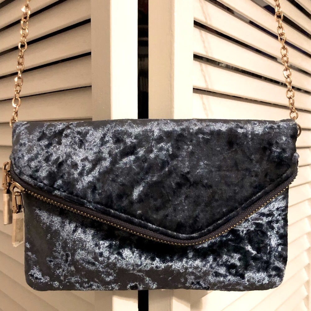 NWOT Metallic Blue Crossbody Bag